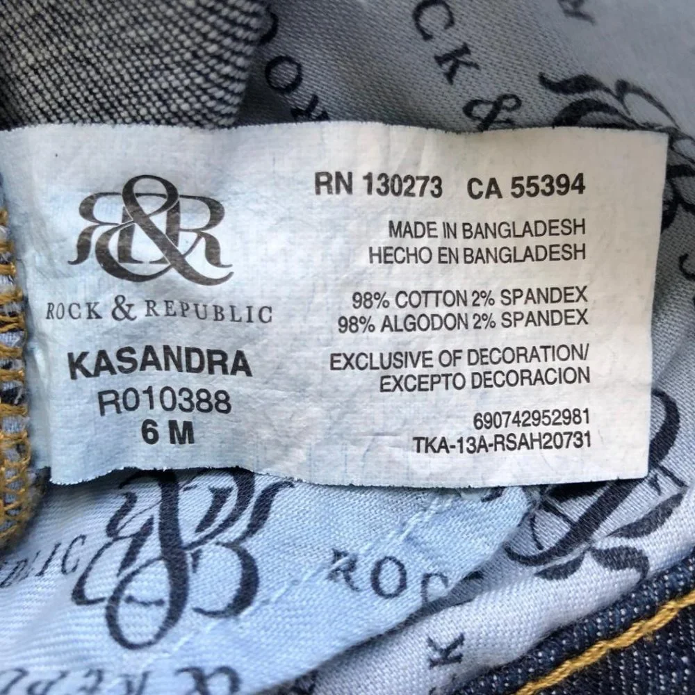 Rock & Republic Kasandra Jeans 8 Boot 30 x 31 Medium Wash Mid‎ Whisker R010388